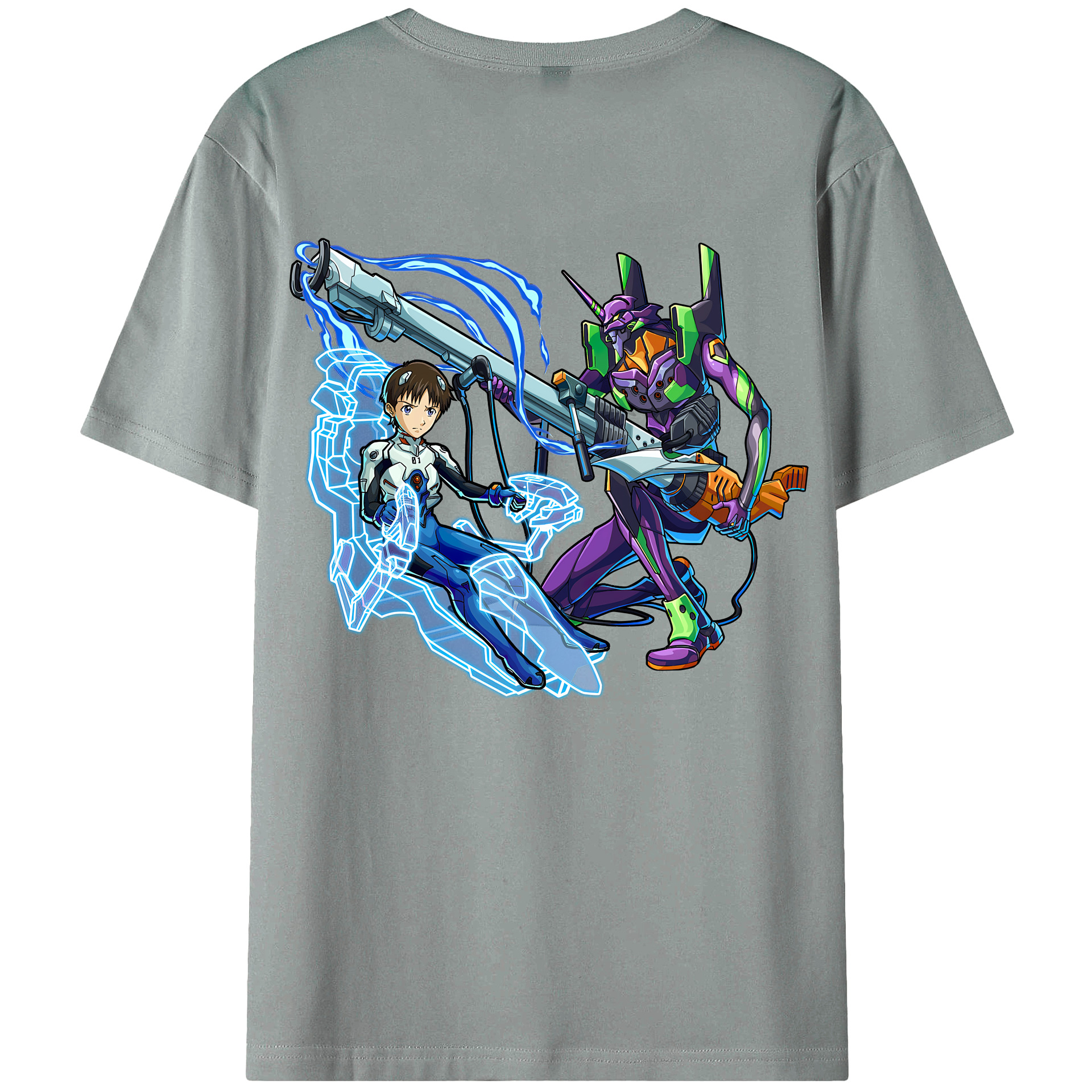 （画像用） EVA 新世紀エヴァンゲリオン 綿100％ メンズ半袖Tシャツ（バックプリント） 通気性